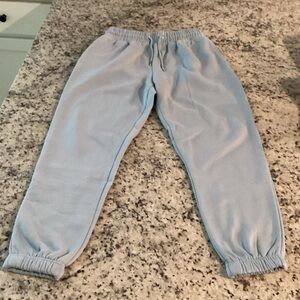 Kids Soft Light Blue Fleece Joggers with Elastic Waist